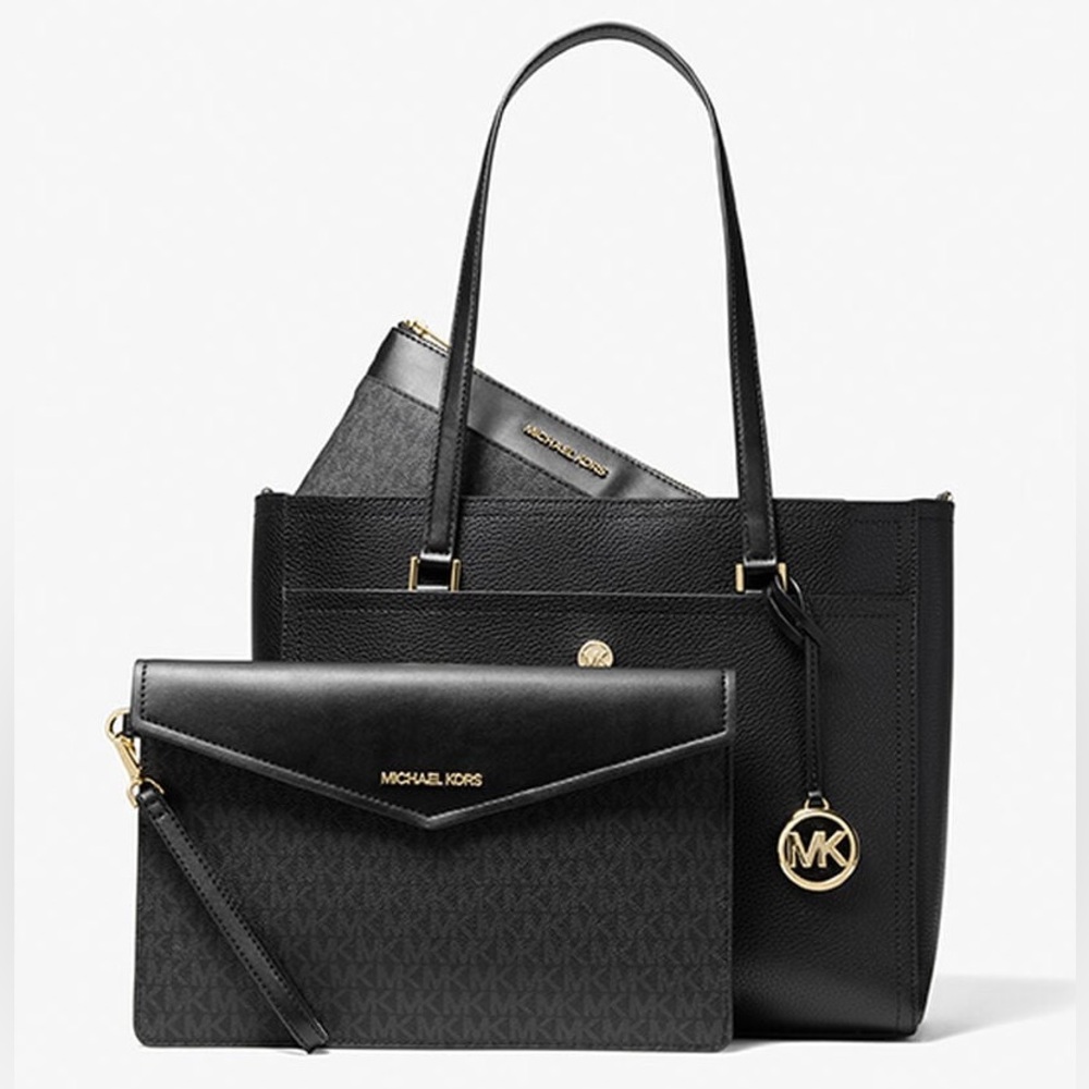 NWT Michael Kors Maisie Large 3-in-1 Leather Tote Bag - Black MSRP$678